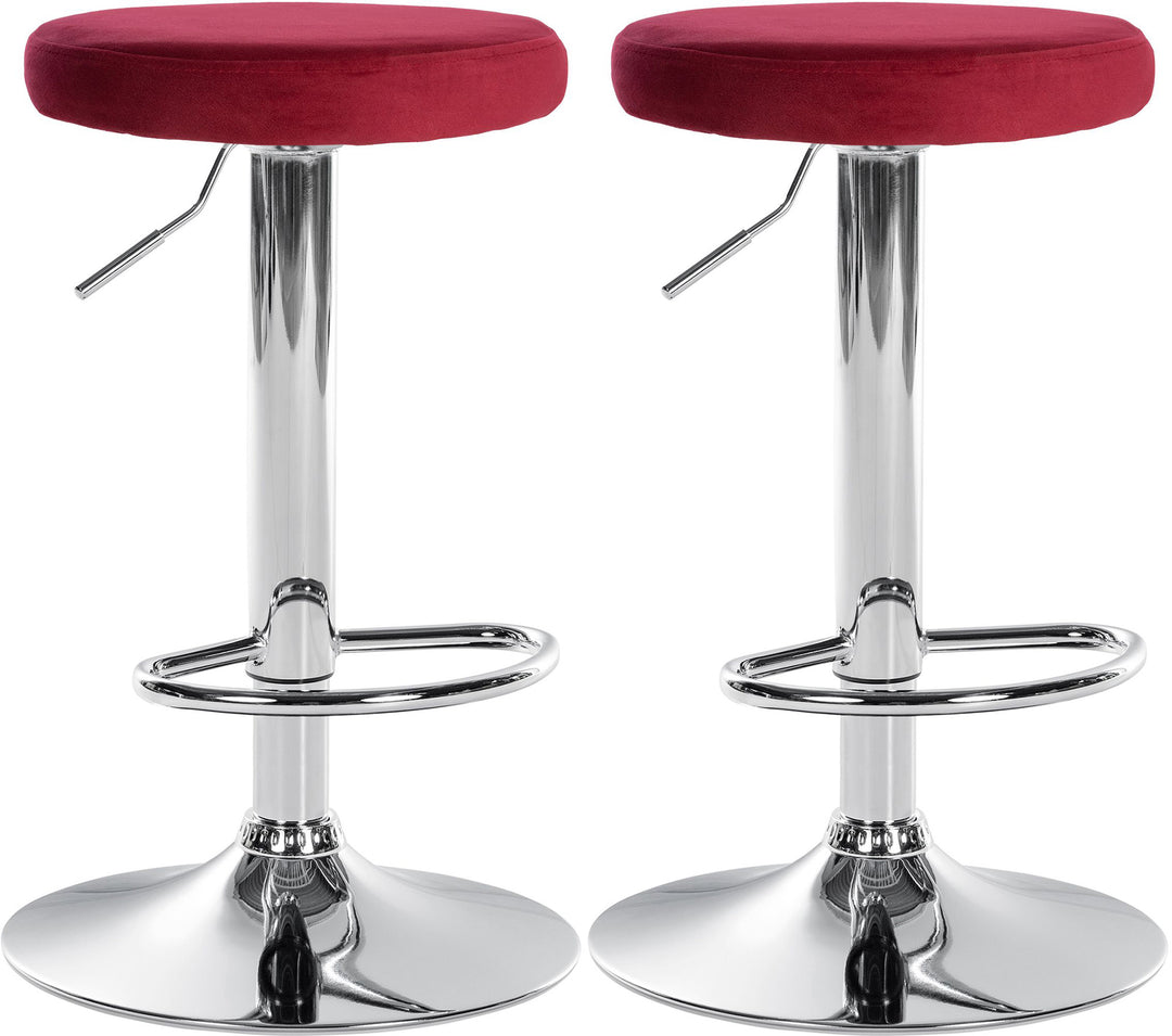 Lot de 2 Tabourets de Bar Réglables Pivotants 109 Velours Rouge