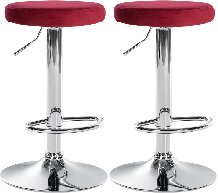 Lot de 2 Tabourets de Bar Réglables Pivotants 109 Velours Rouge