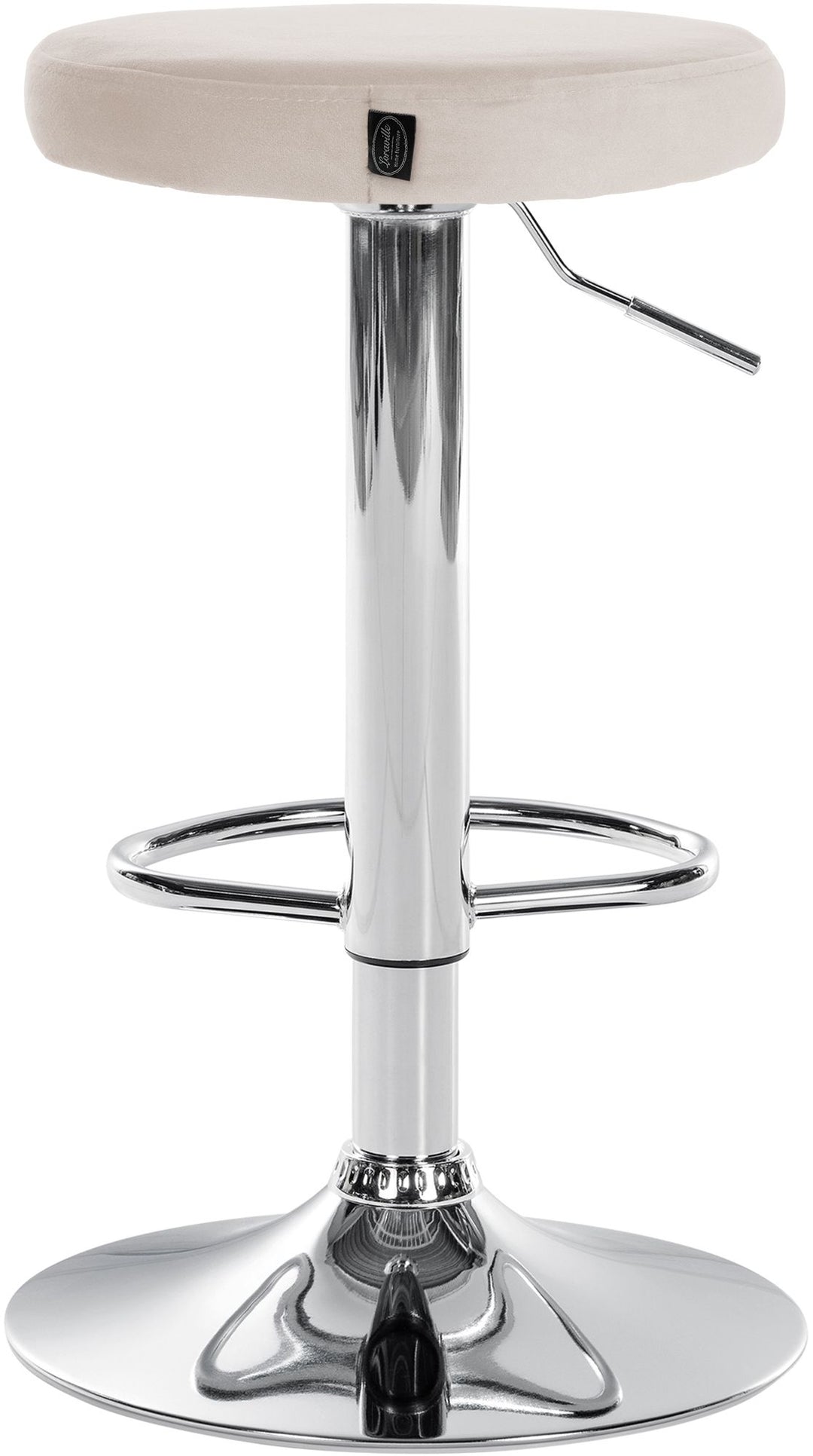 Lot de 2 Tabourets de Bar Réglables Pivotants 109 Velours Crème - image 6