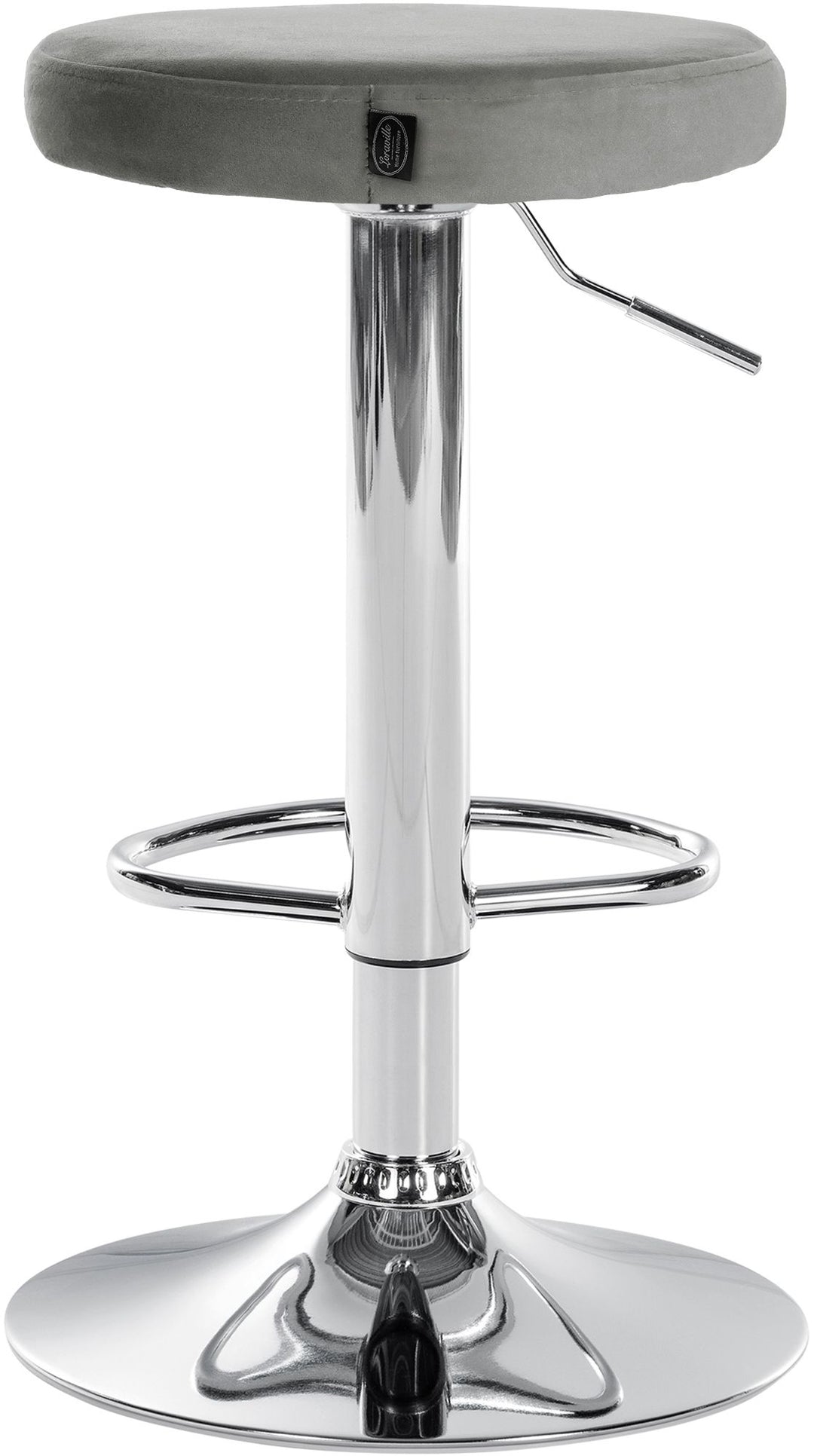 Lot de 2 Tabourets de Bar Réglables Pivotants 109 Velours Gris - image 6