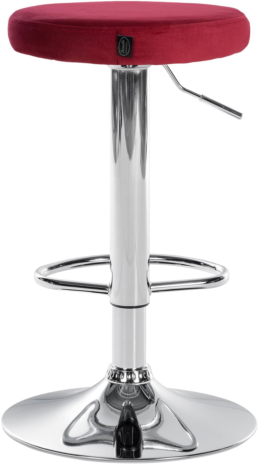Lot de 2 Tabourets de Bar Réglables Pivotants 109 Velours Rouge - image 6