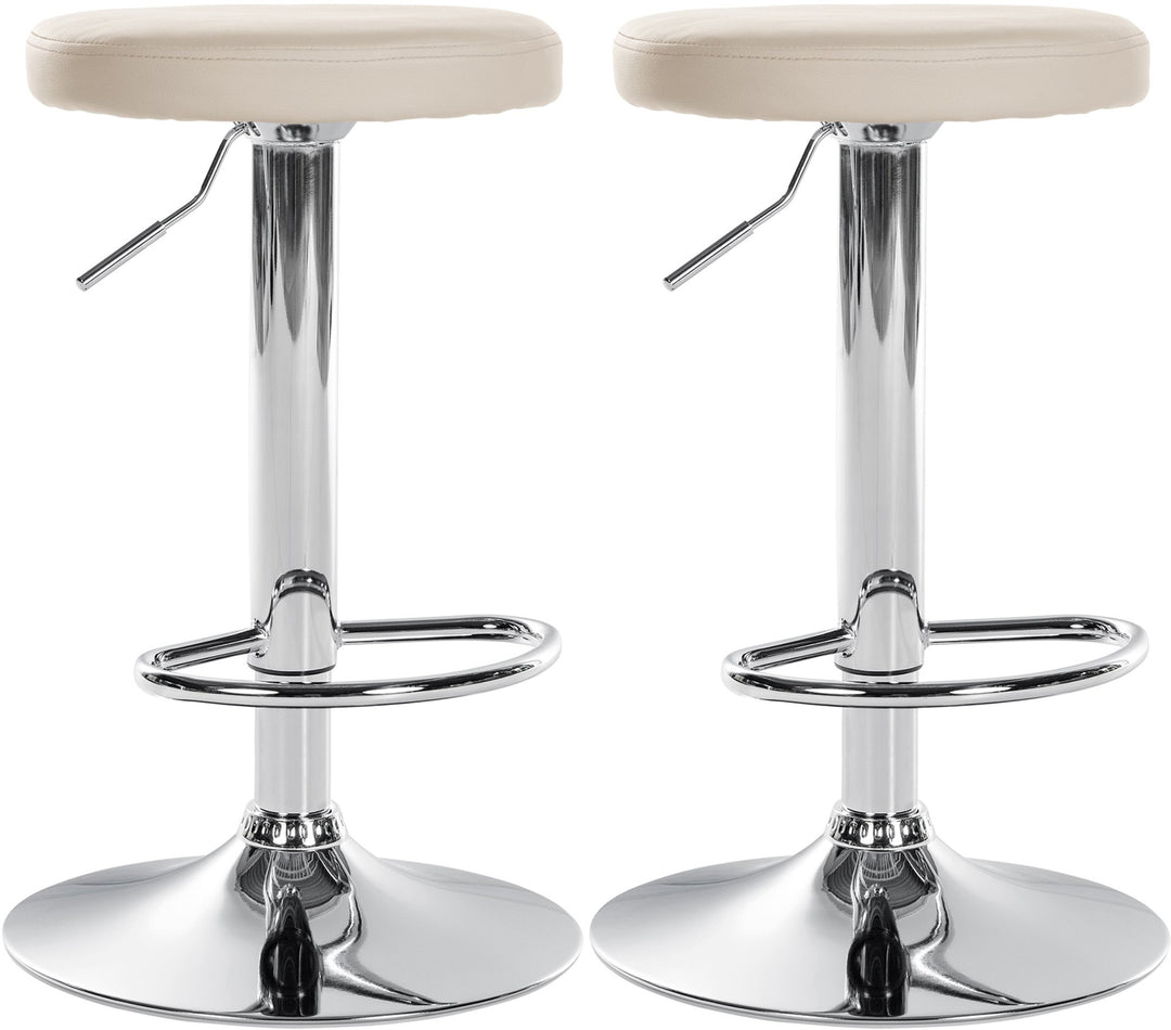 Lot de 2 Tabourets de Bar Réglables Pivotants 109 Similicuir Crème