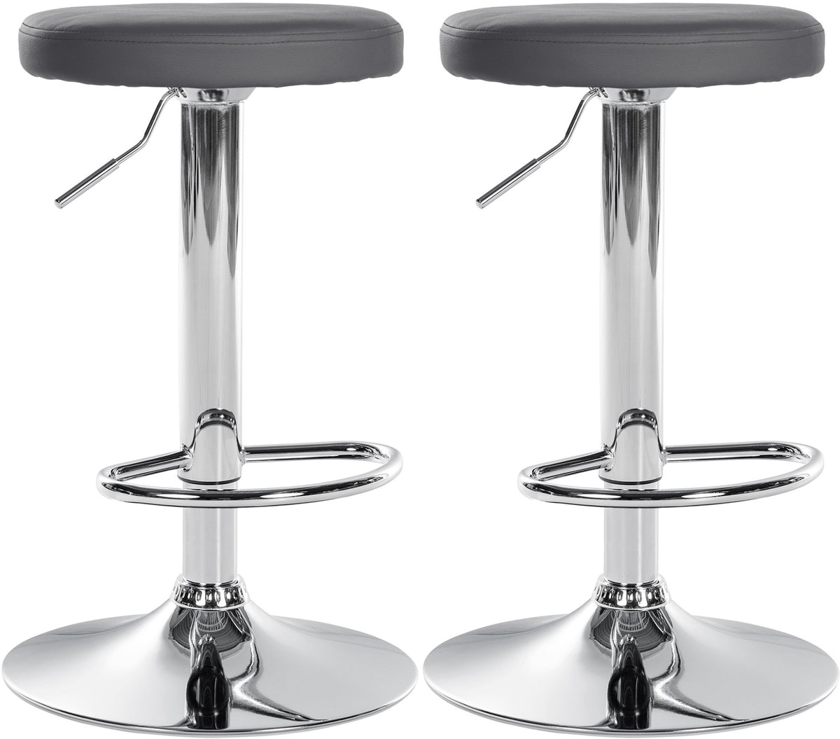 Lot de 2 Tabourets de Bar Réglables Pivotants 109 Similicuir Gris
