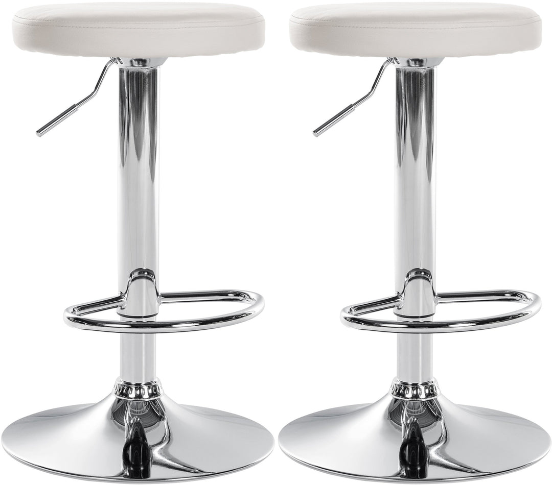 Lot de 2 Tabourets de Bar Réglables Pivotants 109 Similicuir Blanc