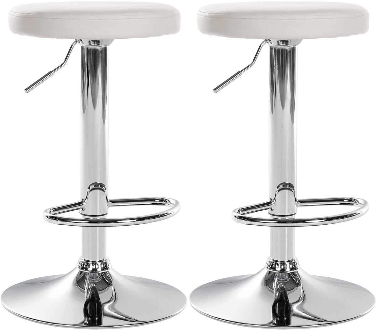 Lot de 2 Tabourets de Bar Réglables Pivotants 109 Similicuir Blanc