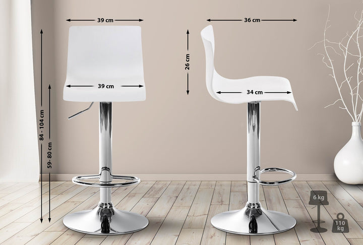 Tabouret de Bar avec Dossier Réglable Pivotant 105 Plastique Blanc - image 2