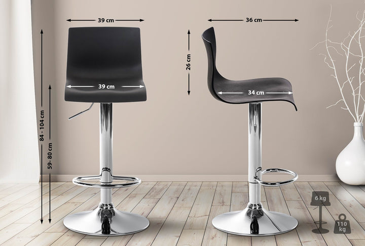 Tabouret de Bar avec Dossier Réglable Pivotant 105 Plastique Noir - image 2