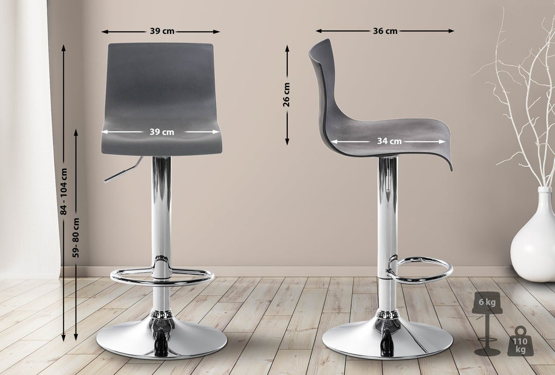 Tabouret de Bar avec Dossier Réglable Pivotant 105 Plastique Gris - image 2