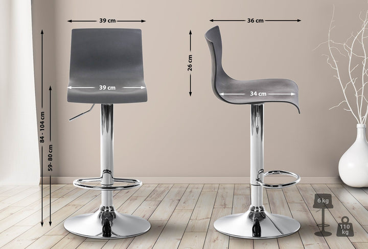Tabouret de Bar avec Dossier Réglable Pivotant 105 Plastique Gris - image 2
