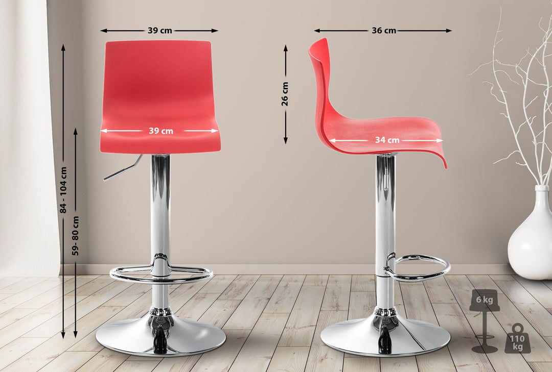 Tabouret de Bar avec Dossier Réglable Pivotant 105 Plastique Rouge - image 2