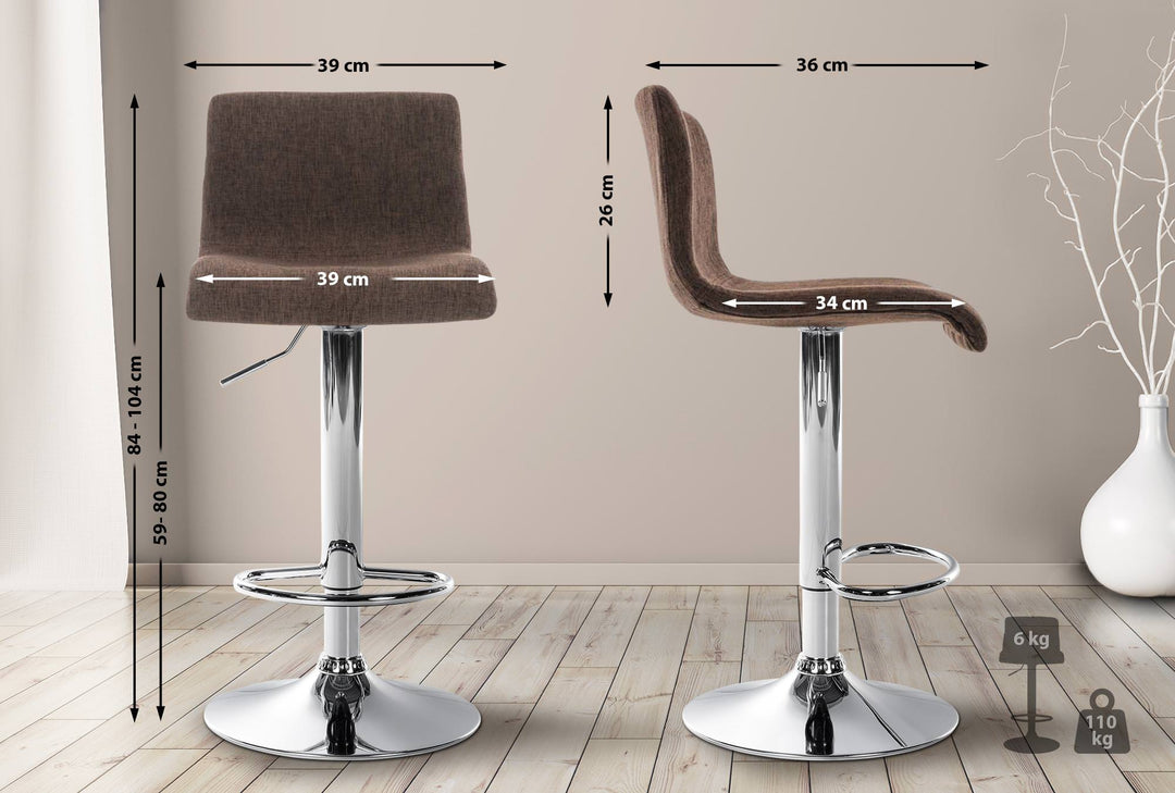 Tabouret de Bar avec Dossier Réglable Pivotant 105 Tissu Marron - image 2