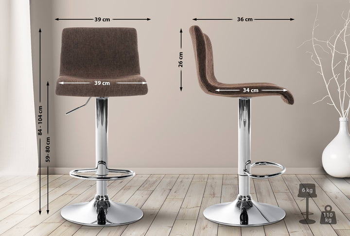 Tabouret de Bar avec Dossier Réglable Pivotant 105 Tissu Marron - image 2