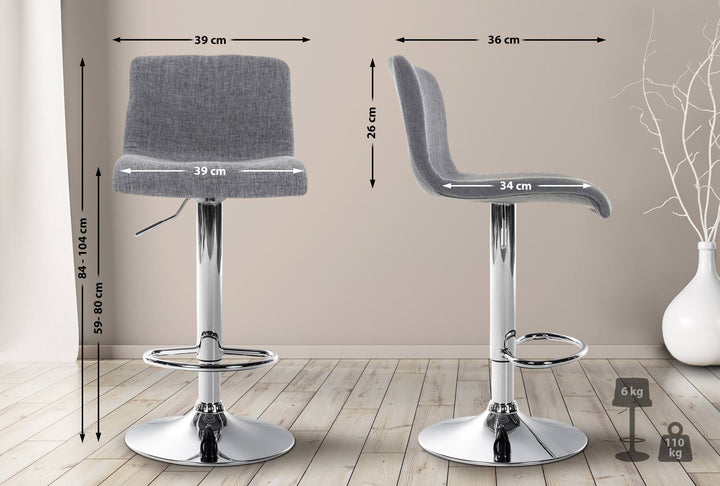 Tabouret de Bar avec Dossier Réglable Pivotant 105 Tissu Gris clair - image 2