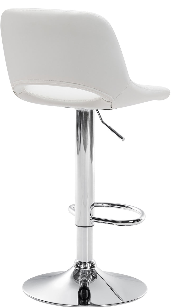 Tabouret de Bar avec Dossier Réglable Pivotant 106 Similicuir Blanc - image 3
