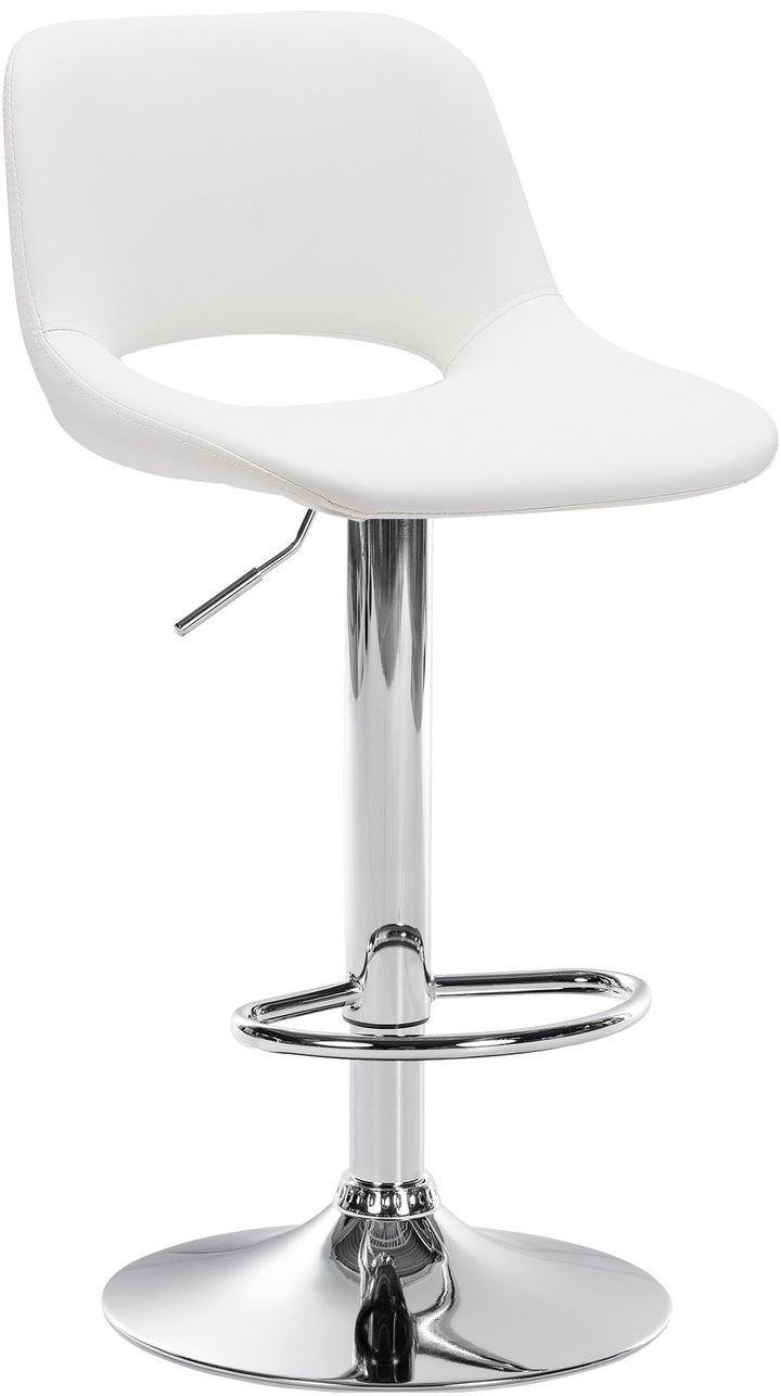 Tabouret de Bar avec Dossier Réglable Pivotant 106 Similicuir Blanc