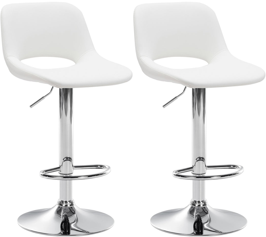 Lot de 2 Tabourets de Bar avec Dossier Réglables Pivotants 106 Similicuir Blanc