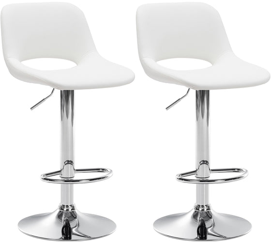 Lot de 2 Tabourets de Bar avec Dossier Réglables Pivotants 106 Similicuir Blanc