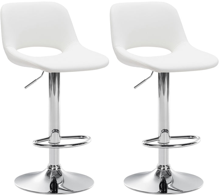 Lot de 2 Tabourets de Bar avec Dossier Réglables Pivotants 106 Similicuir Blanc