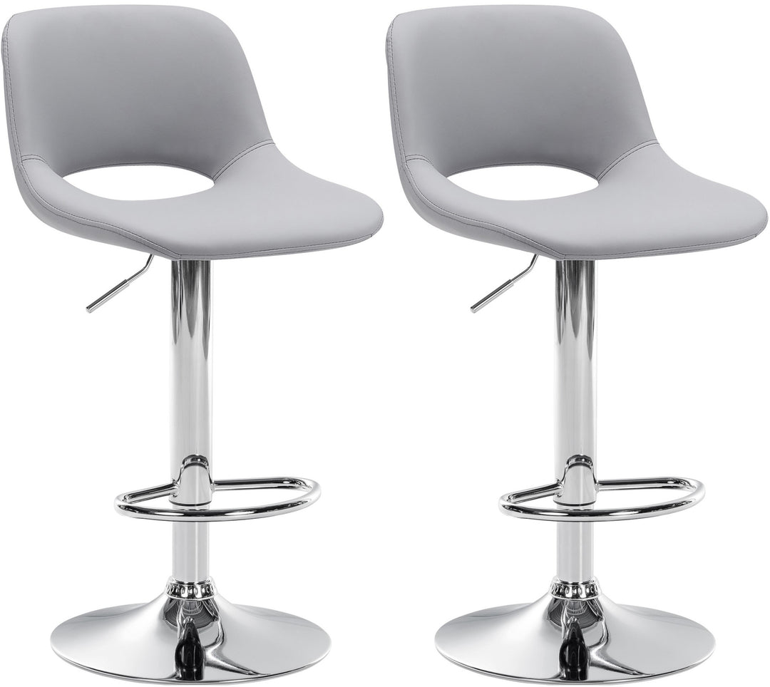 Lot de 2 Tabourets de Bar avec Dossier Réglables Pivotants 106 Similicuir Gris