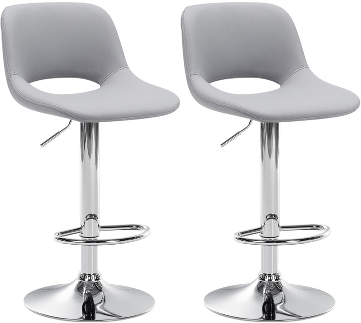 Lot de 2 Tabourets de Bar avec Dossier Réglables Pivotants 106 Similicuir Gris