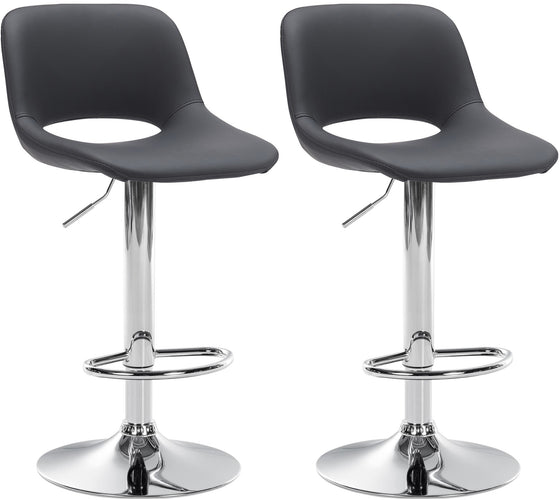 Lot de 2 Tabourets de Bar avec Dossier Réglables Pivotants 106 Similicuir Noir