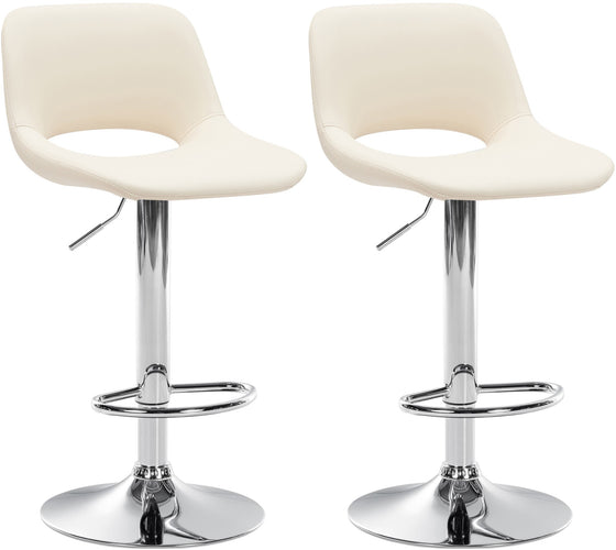 Lot de 2 Tabourets de Bar avec Dossier Réglables Pivotants 106 Similicuir Crème