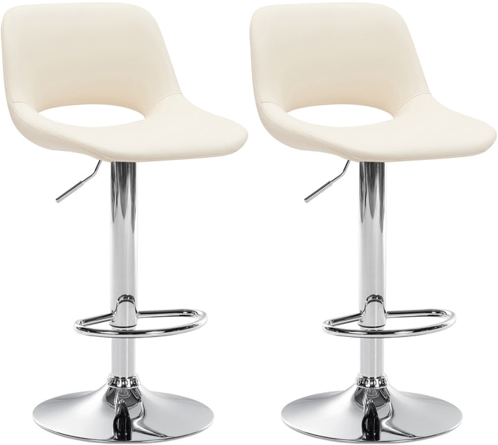 Lot de 2 Tabourets de Bar avec Dossier Réglables Pivotants 106 Similicuir Crème