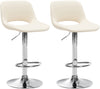 Lot de 2 Tabourets de Bar avec Dossier Réglables Pivotants 106 Similicuir Crème