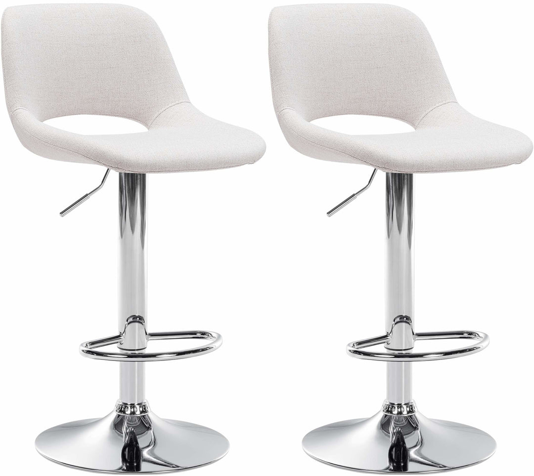 Lot de 2 Tabourets de Bar avec Dossier Réglables Pivotants 106 Tissu Crème