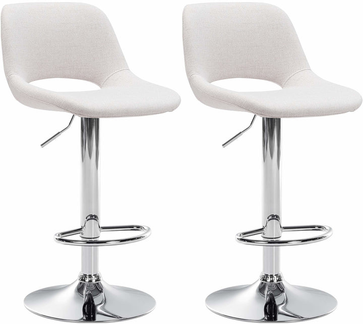 Lot de 2 Tabourets de Bar avec Dossier Réglables Pivotants 106 Tissu Crème