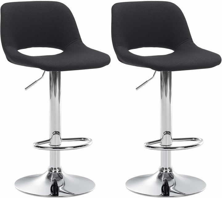 Lot de 2 Tabourets de Bar avec Dossier Réglables Pivotants 106 Tissu Noir