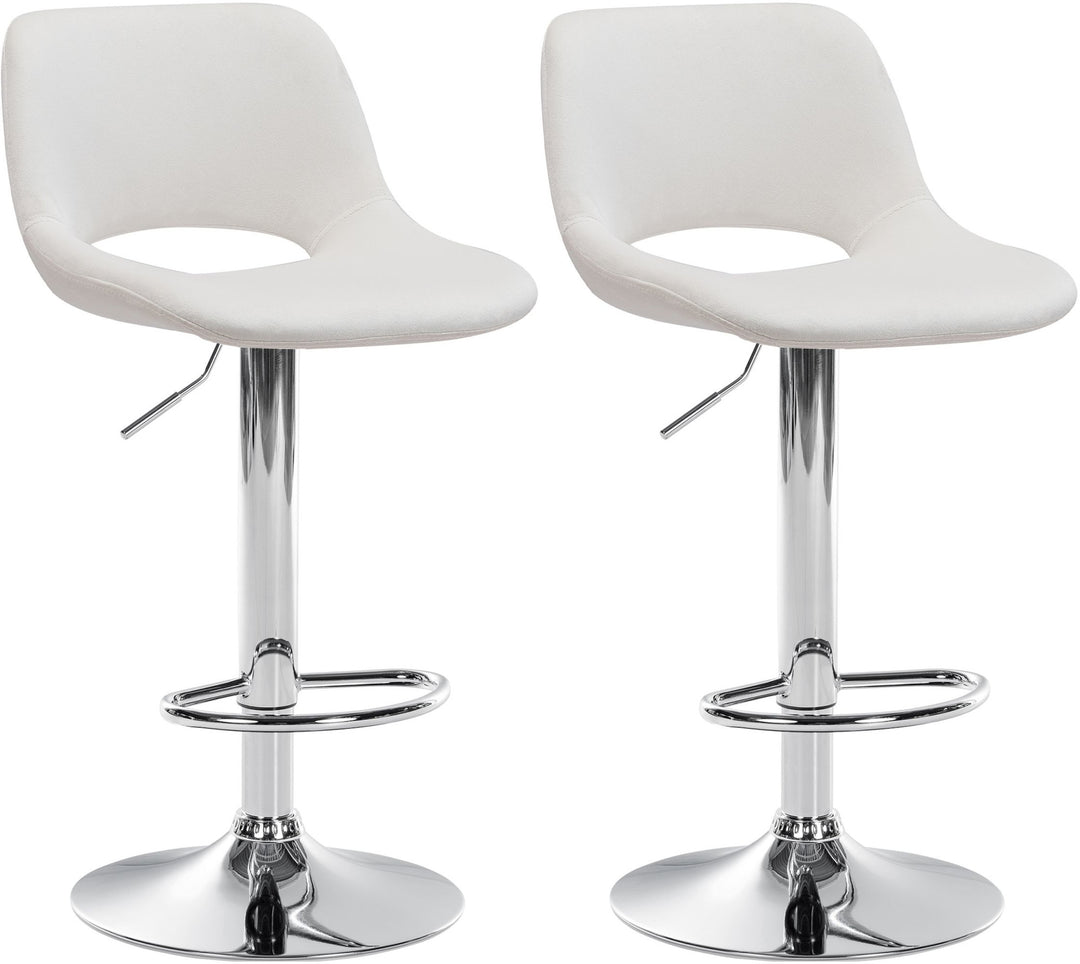 Lot de 2 Tabourets de Bar avec Dossier Réglables Pivotants 106 Velours Crème