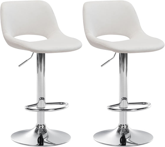 Lot de 2 Tabourets de Bar avec Dossier Réglables Pivotants 106 Velours Crème