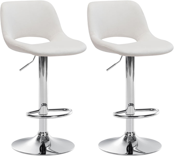 Lot de 2 Tabourets de Bar avec Dossier Réglables Pivotants 106 Velours Crème