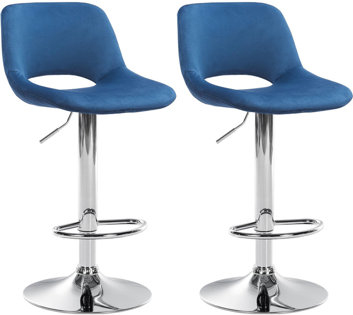 Lot de 2 Tabourets de Bar avec Dossier Réglables Pivotants 106 Velours Bleu
