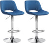 Lot de 2 Tabourets de Bar avec Dossier Réglables Pivotants 106 Velours Bleu