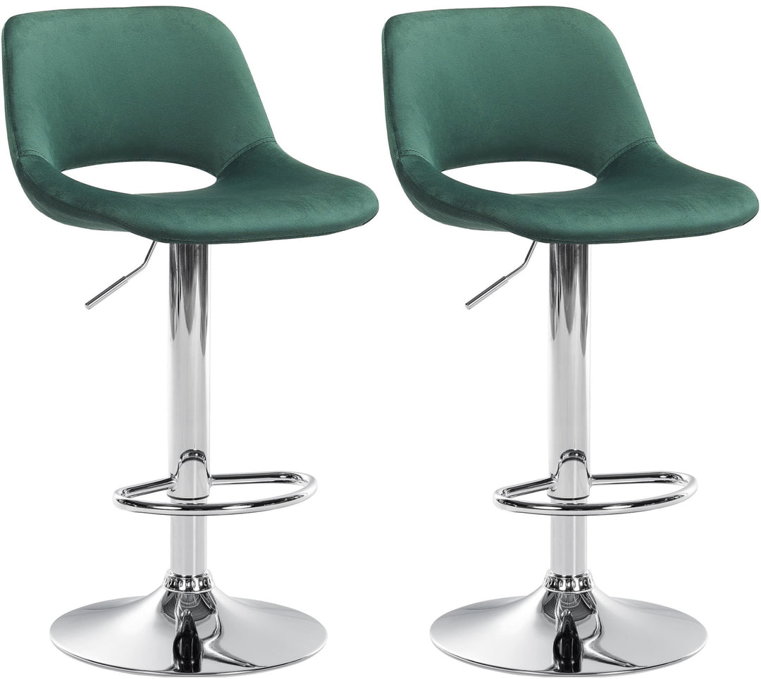 Lot de 2 Tabourets de Bar avec Dossier Réglables Pivotants 106 Velours Vert