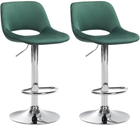 Lot de 2 Tabourets de Bar avec Dossier Réglables Pivotants 106 Velours Vert
