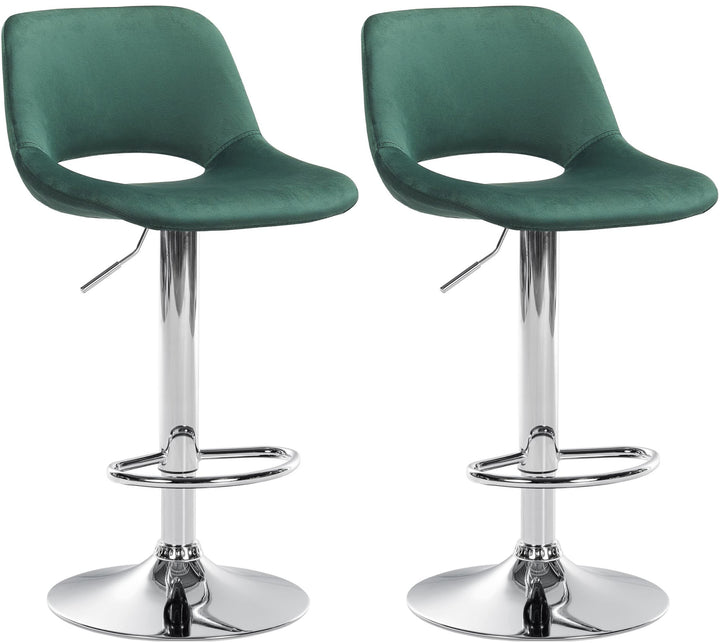 Lot de 2 Tabourets de Bar avec Dossier Réglables Pivotants 106 Velours Vert