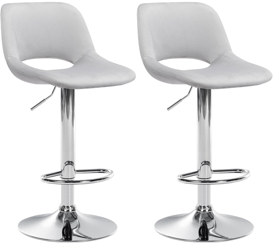 Lot de 2 Tabourets de Bar avec Dossier Réglables Pivotants 106 Velours Gris clair