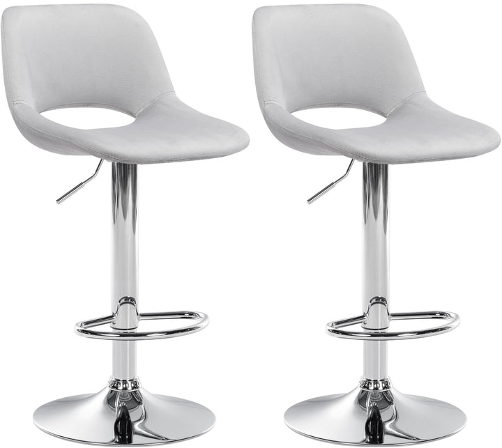 Lot de 2 Tabourets de Bar avec Dossier Réglables Pivotants 106 Velours Gris clair