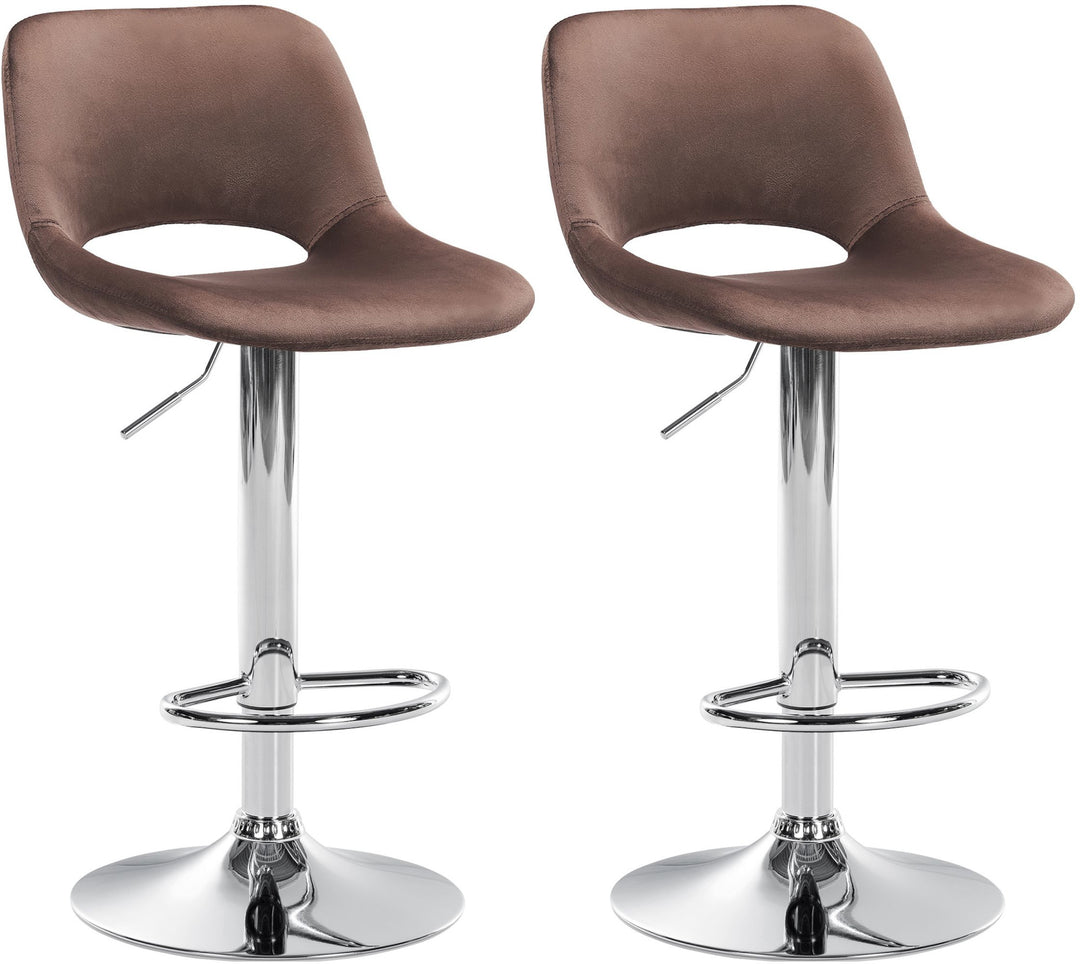 Lot de 2 Tabourets de Bar avec Dossier Réglables Pivotants 106 Velours Marron