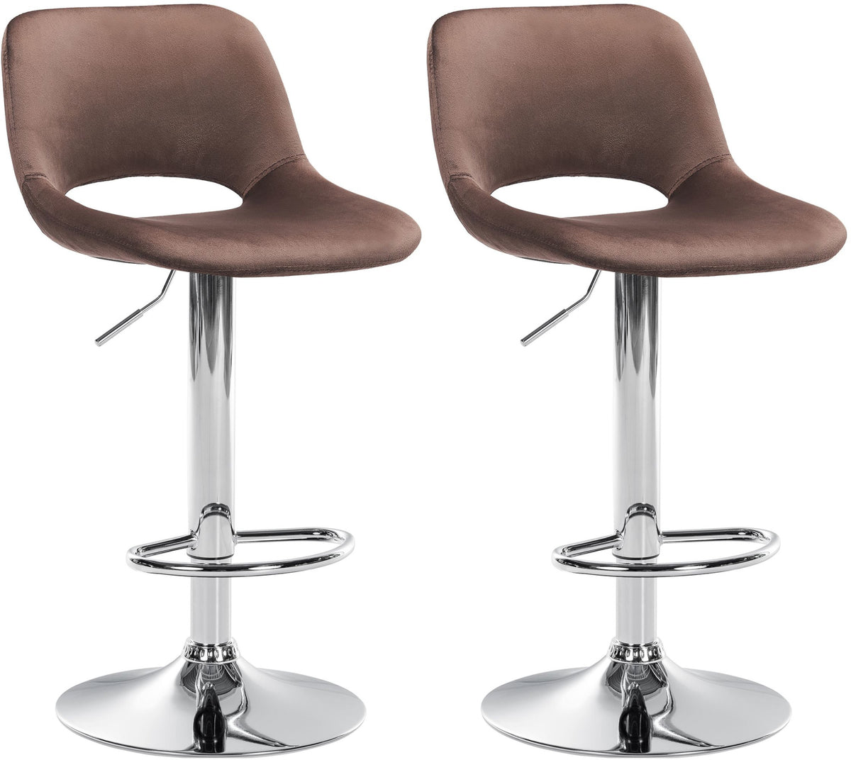 Lot de 2 Tabourets de Bar avec Dossier Réglables Pivotants 106 Velours Marron