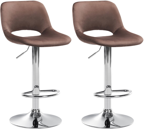 Lot de 2 Tabourets de Bar avec Dossier Réglables Pivotants 106 Velours Marron