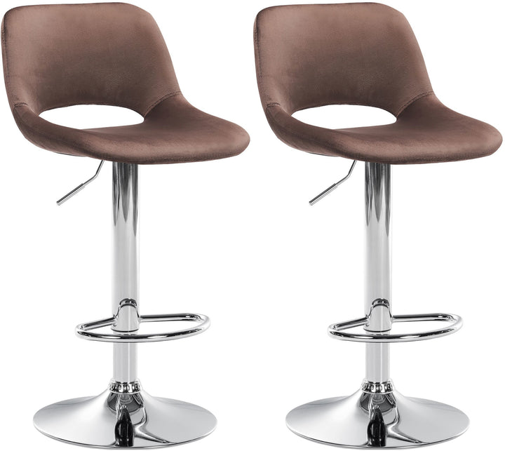 Lot de 2 Tabourets de Bar avec Dossier Réglables Pivotants 106 Velours Marron