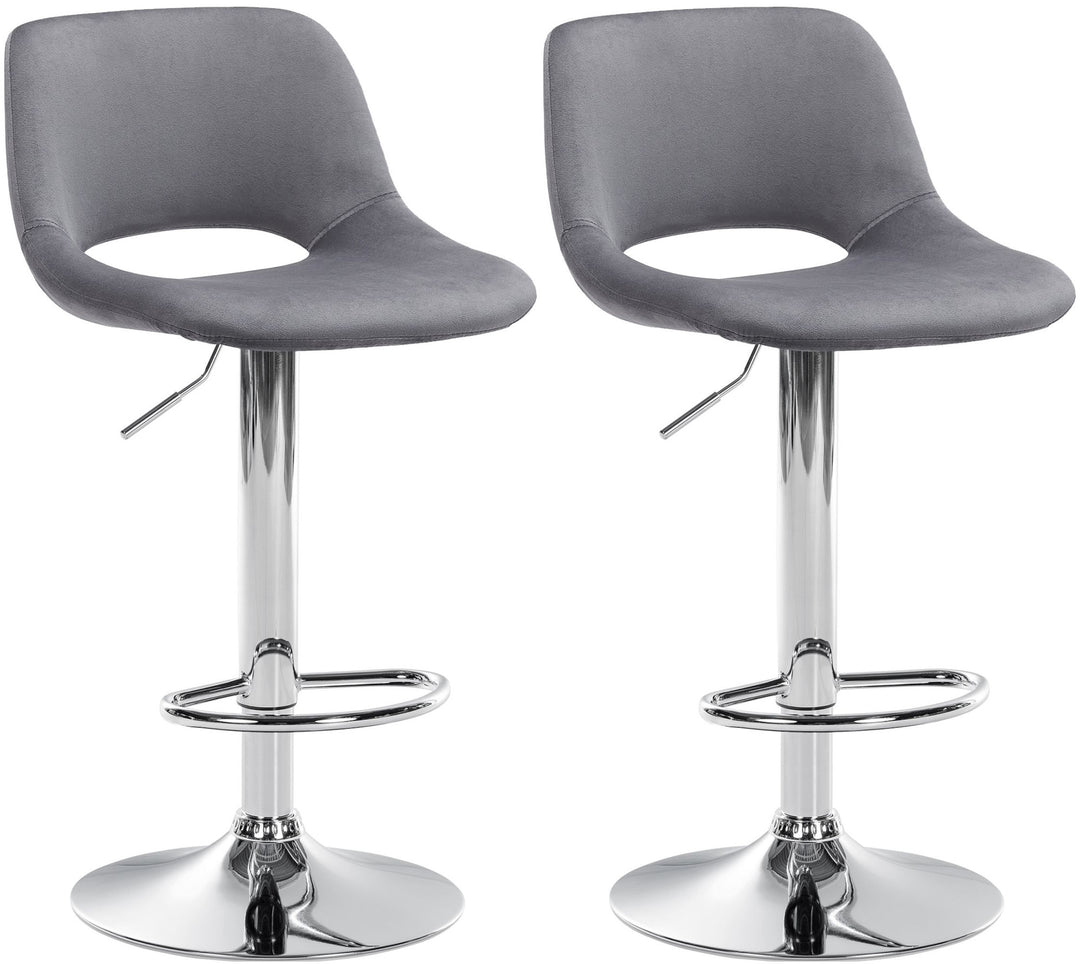 Lot de 2 Tabourets de Bar avec Dossier Réglables Pivotants 106 Velours Gris foncé