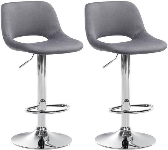 Lot de 2 Tabourets de Bar avec Dossier Réglables Pivotants 106 Velours Gris foncé
