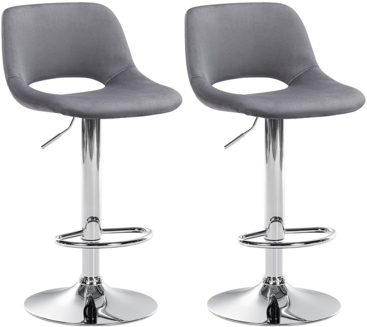Lot de 2 Tabourets de Bar avec Dossier Réglables Pivotants 106 Velours Gris foncé