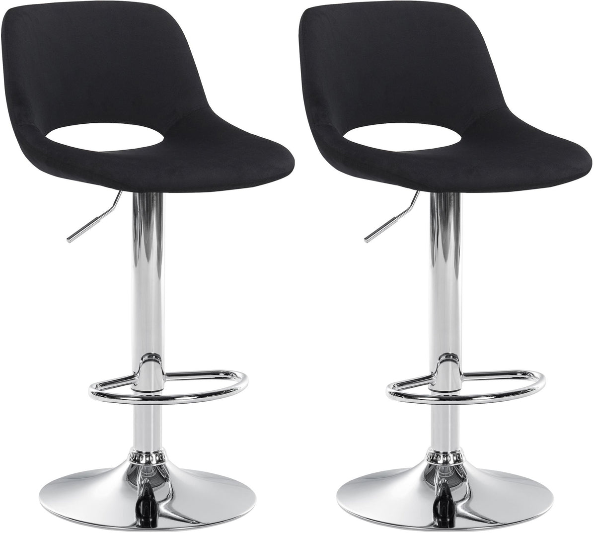 Lot de 2 Tabourets de Bar avec Dossier Réglables Pivotants 106 Velours Noir