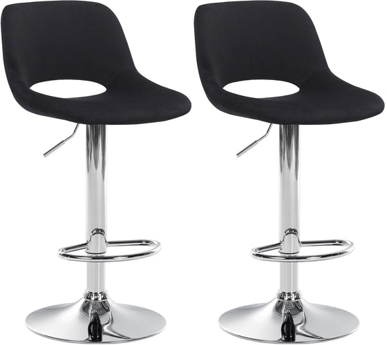 Lot de 2 Tabourets de Bar avec Dossier Réglables Pivotants 106 Velours Noir